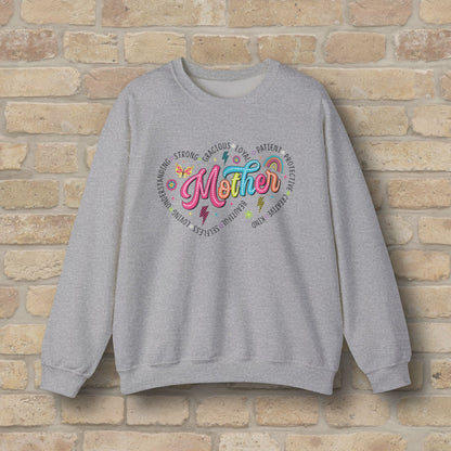 Mostly Text Mama Heart Quotes Sweatshirt - Vibrant Styles