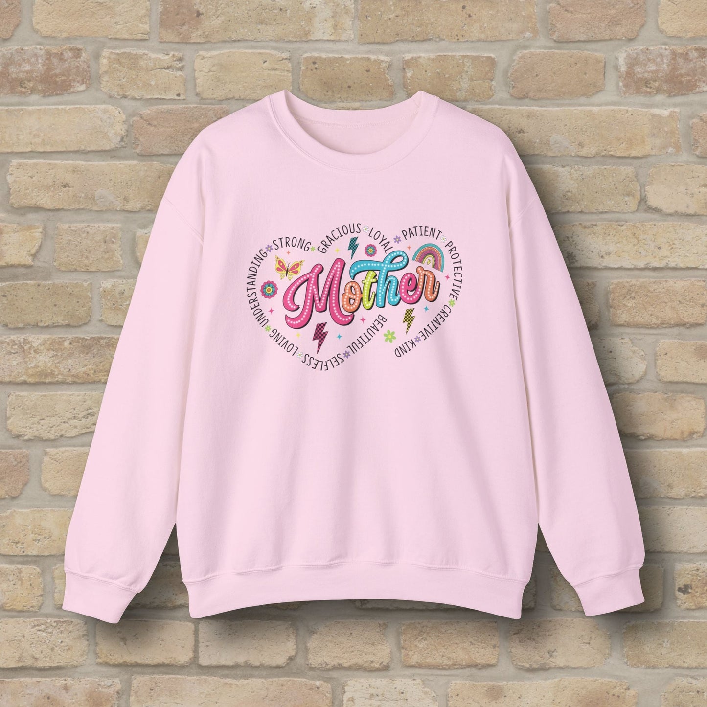 Mostly Text Mama Heart Quotes Sweatshirt - Vibrant Styles