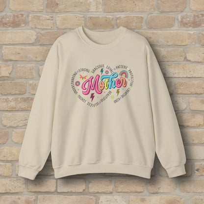 Mostly Text Mama Heart Quotes Sweatshirt - Vibrant Styles