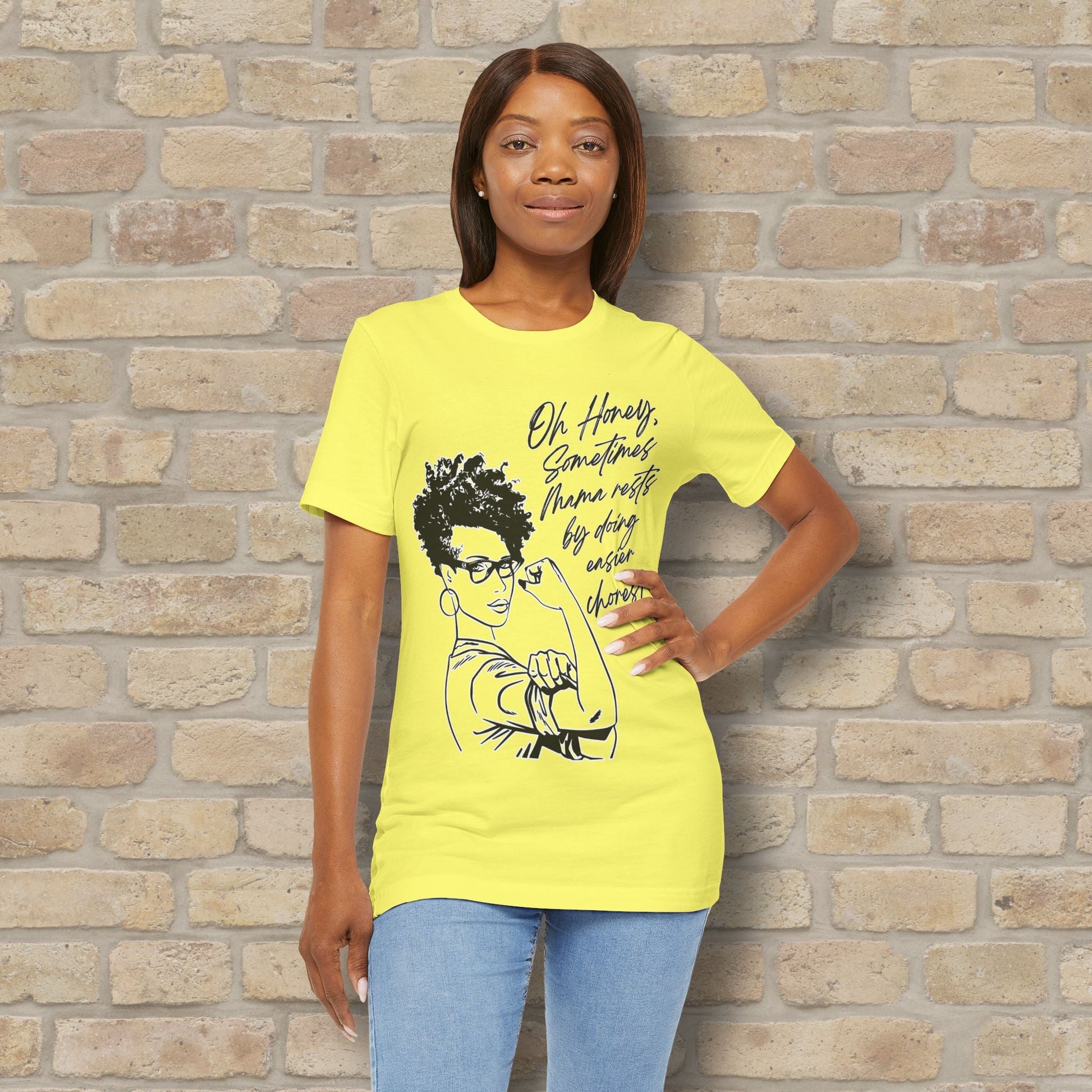 Graphic & Text Mama Rests By Doing Easier Chores Tee - Vibrant Styles