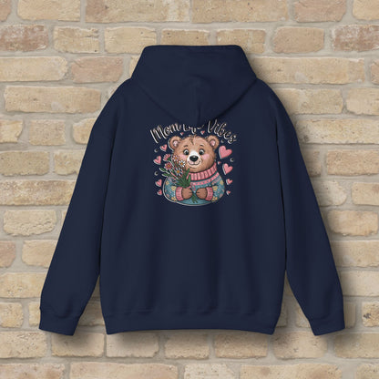 Graphic & Text Mom Bear Life Vibes Pullover Hoodie - Vibrant Styles