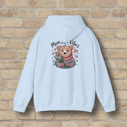 Graphic & Text Mom Bear Life Vibes Pullover Hoodie - Vibrant Styles