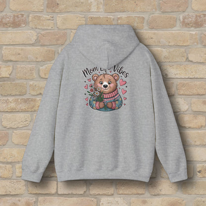 Graphic & Text Mom Bear Life Vibes Pullover Hoodie - Vibrant Styles