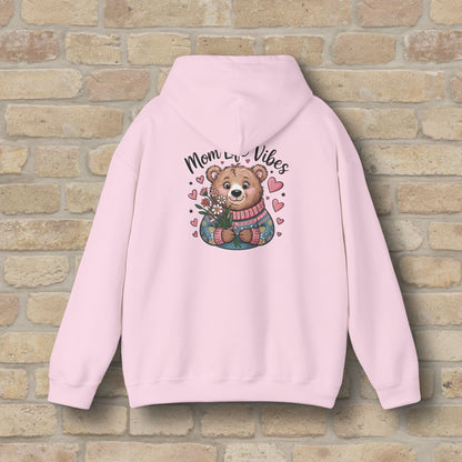 Graphic & Text Mom Bear Life Vibes Pullover Hoodie - Vibrant Styles