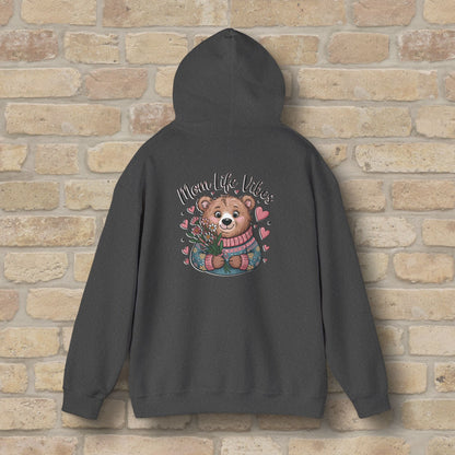 Graphic & Text Mom Bear Life Vibes Pullover Hoodie - Vibrant Styles