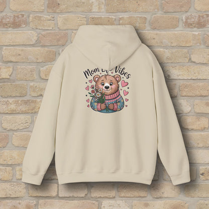 Graphic & Text Mom Bear Life Vibes Pullover Hoodie - Vibrant Styles
