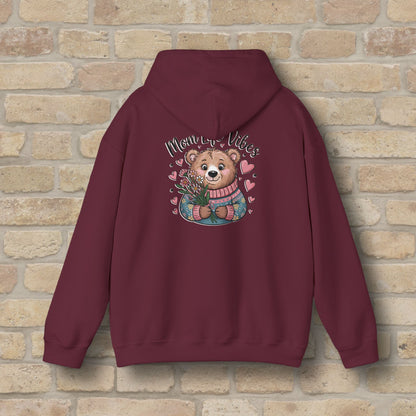 Graphic & Text Mom Bear Life Vibes Pullover Hoodie - Vibrant Styles