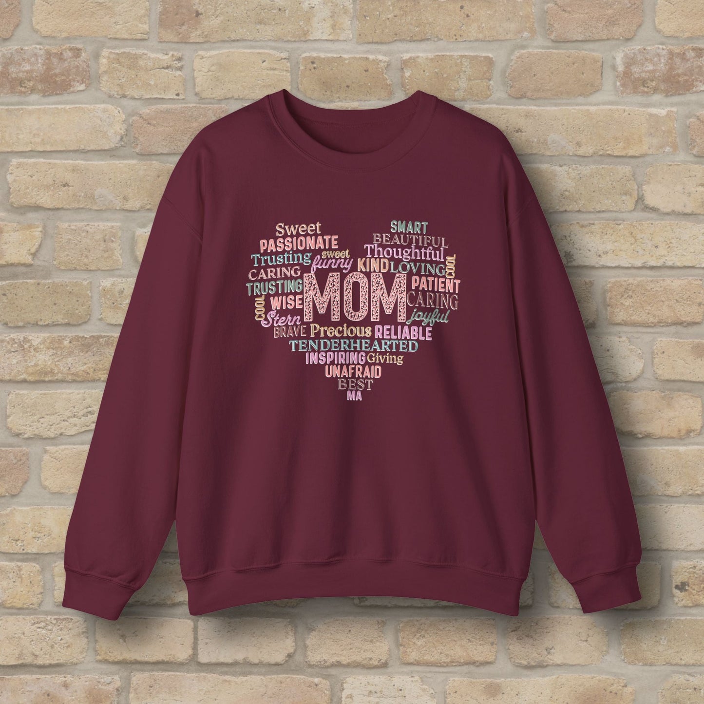 Text Only Mom Heart Shaped Attributes Sweatshirt - Vibrant Styles