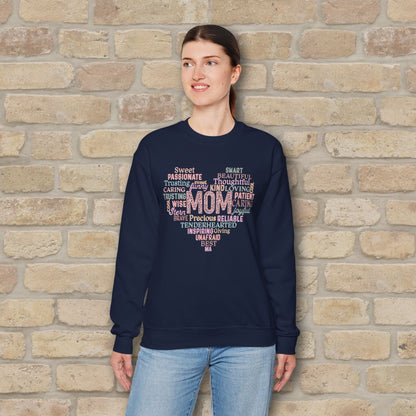 Text Only Mom Heart Shaped Attributes Sweatshirt - Vibrant Styles