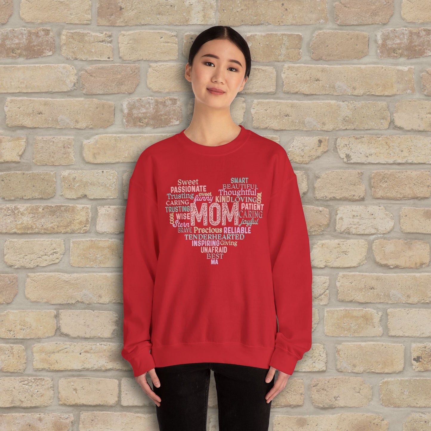 Text Only Mom Heart Shaped Attributes Sweatshirt - Vibrant Styles