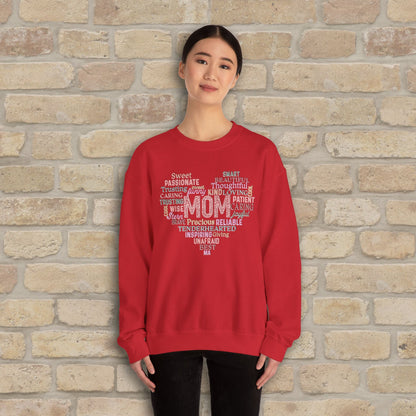 Text Only Mom Heart Shaped Attributes Sweatshirt - Vibrant Styles
