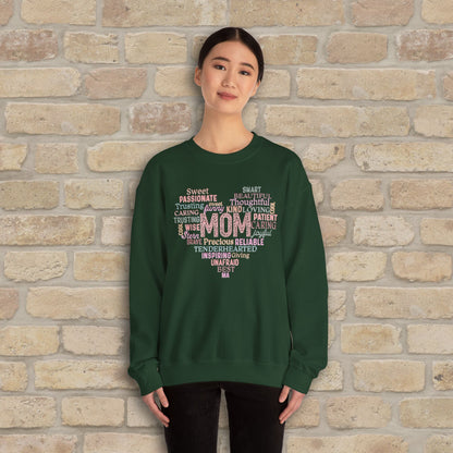 Text Only Mom Heart Shaped Attributes Sweatshirt - Vibrant Styles