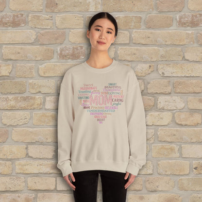 Text Only Mom Heart Shaped Attributes Sweatshirt - Vibrant Styles