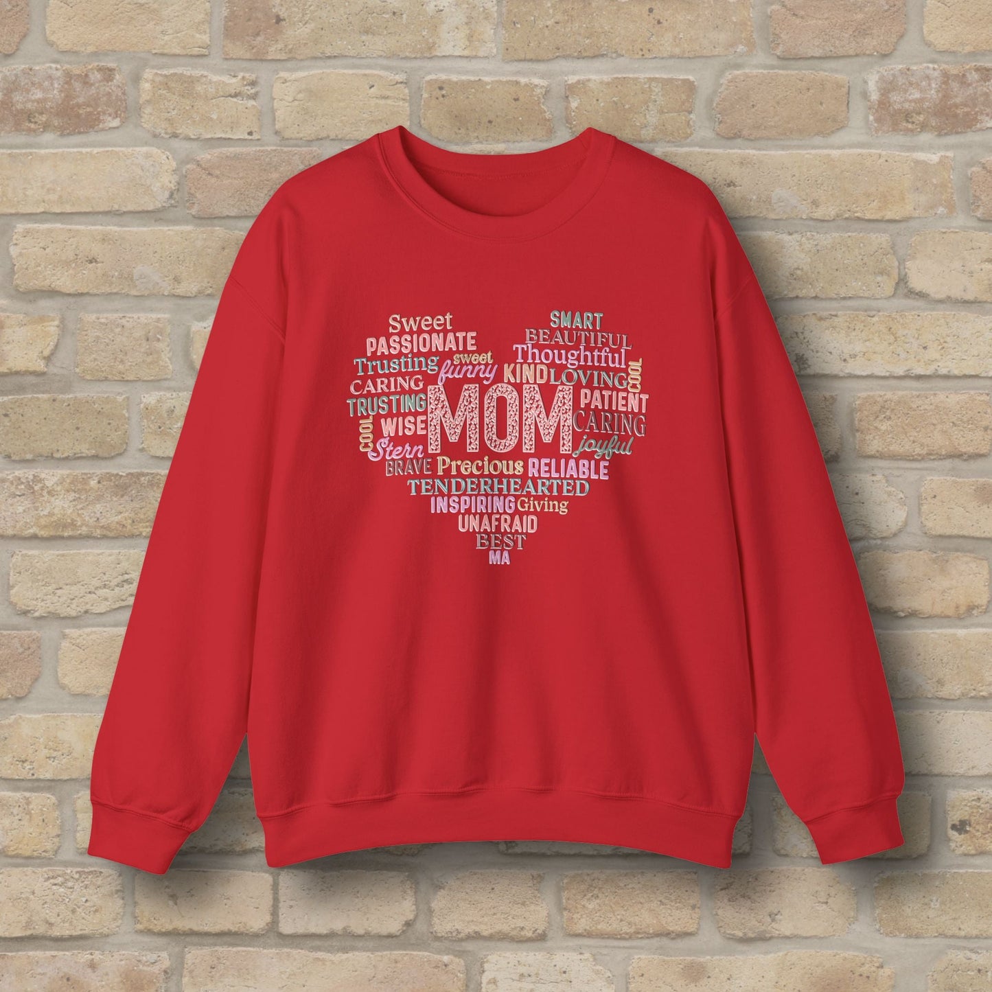 Text Only Mom Heart Shaped Attributes Sweatshirt - Vibrant Styles