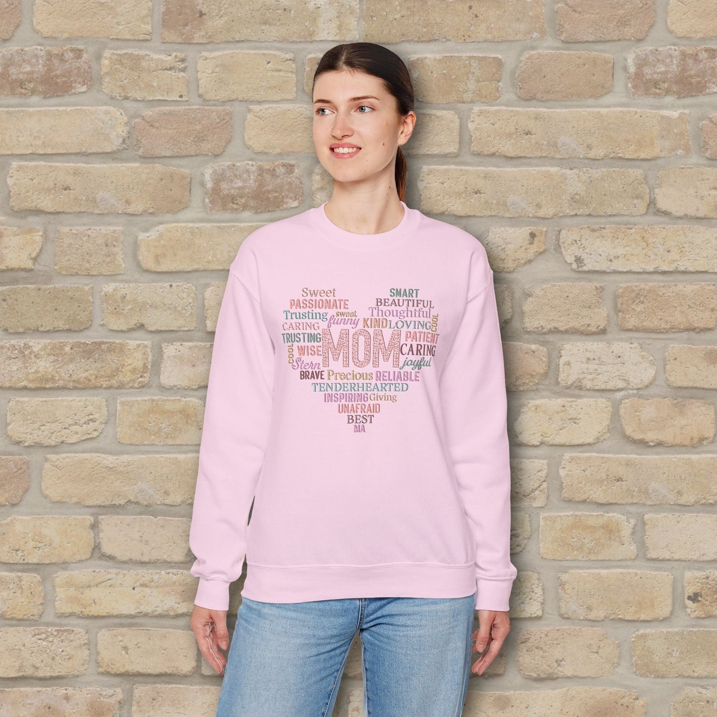 Text Only Mom Heart Shaped Attributes Sweatshirt - Vibrant Styles