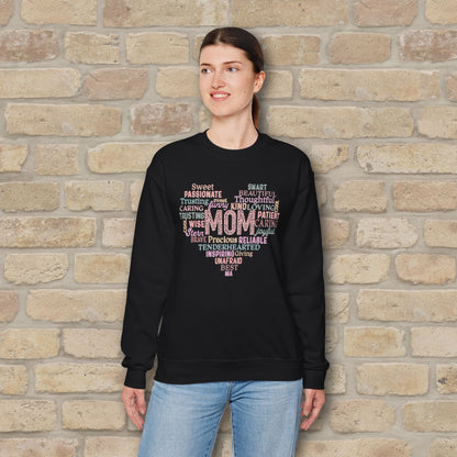 Text Only Mom Heart Shaped Attributes Sweatshirt - Vibrant Styles