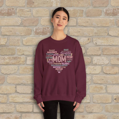 Text Only Mom Heart Shaped Attributes Sweatshirt - Vibrant Styles