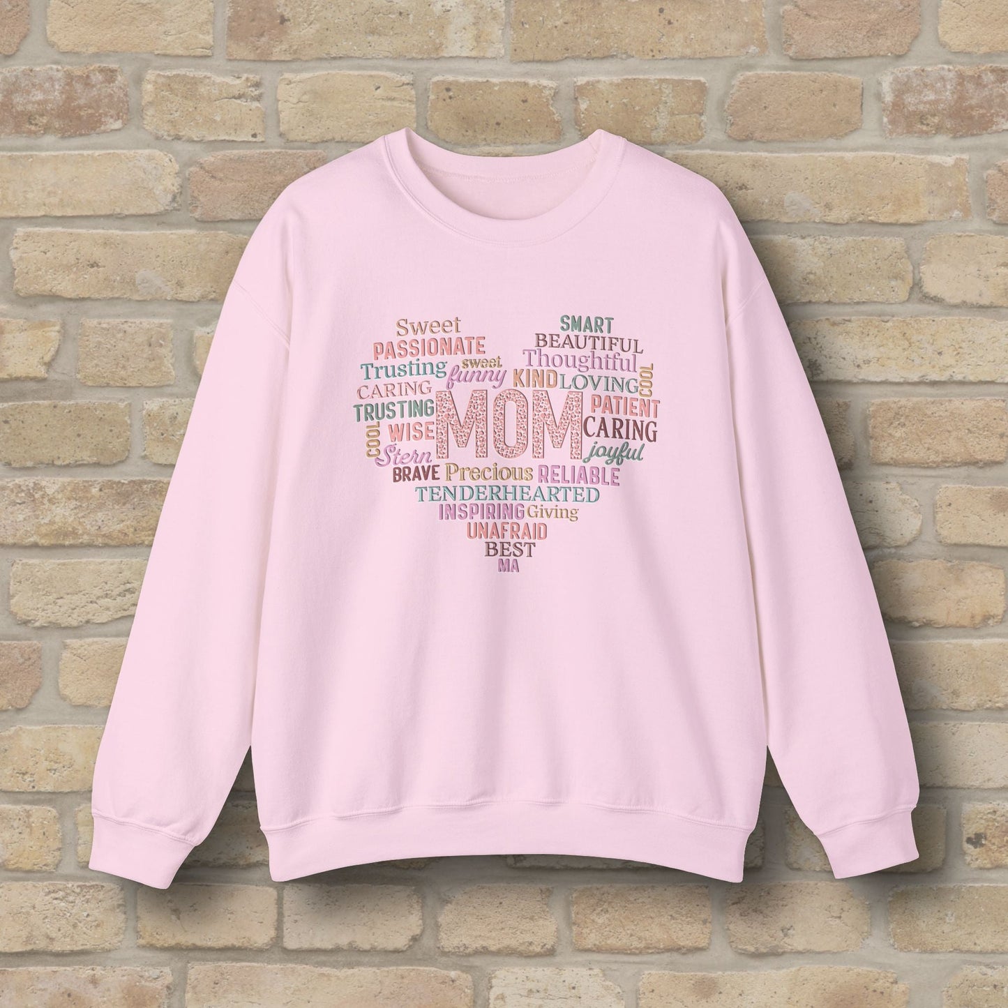 Text Only Mom Heart Shaped Attributes Sweatshirt - Vibrant Styles