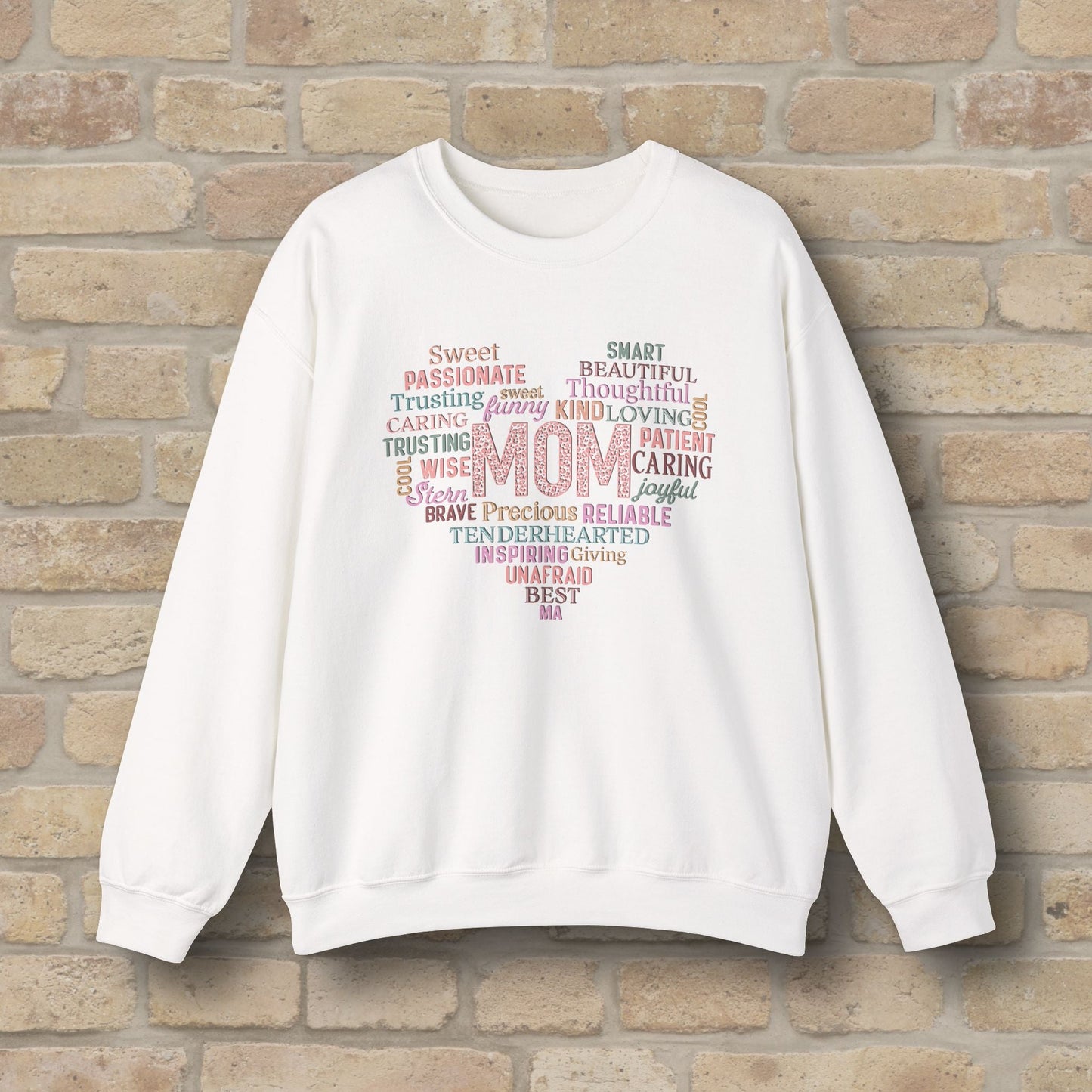 Text Only Mom Heart Shaped Attributes Sweatshirt - Vibrant Styles