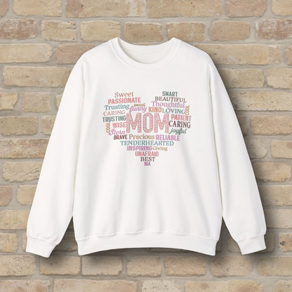 Text Only Mom Heart Shaped Attributes Sweatshirt - Vibrant Styles