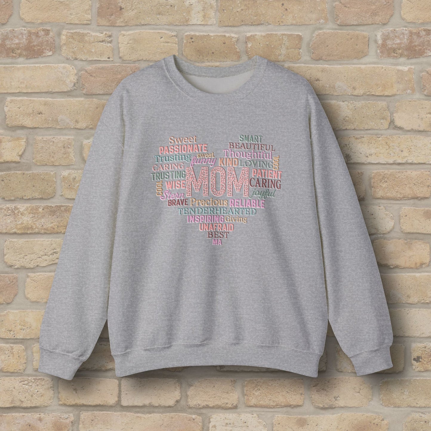 Text Only Mom Heart Shaped Attributes Sweatshirt - Vibrant Styles