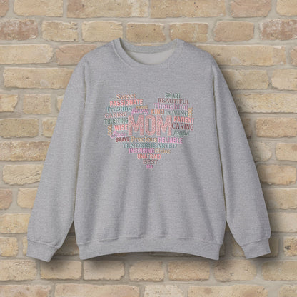 Text Only Mom Heart Shaped Attributes Sweatshirt - Vibrant Styles