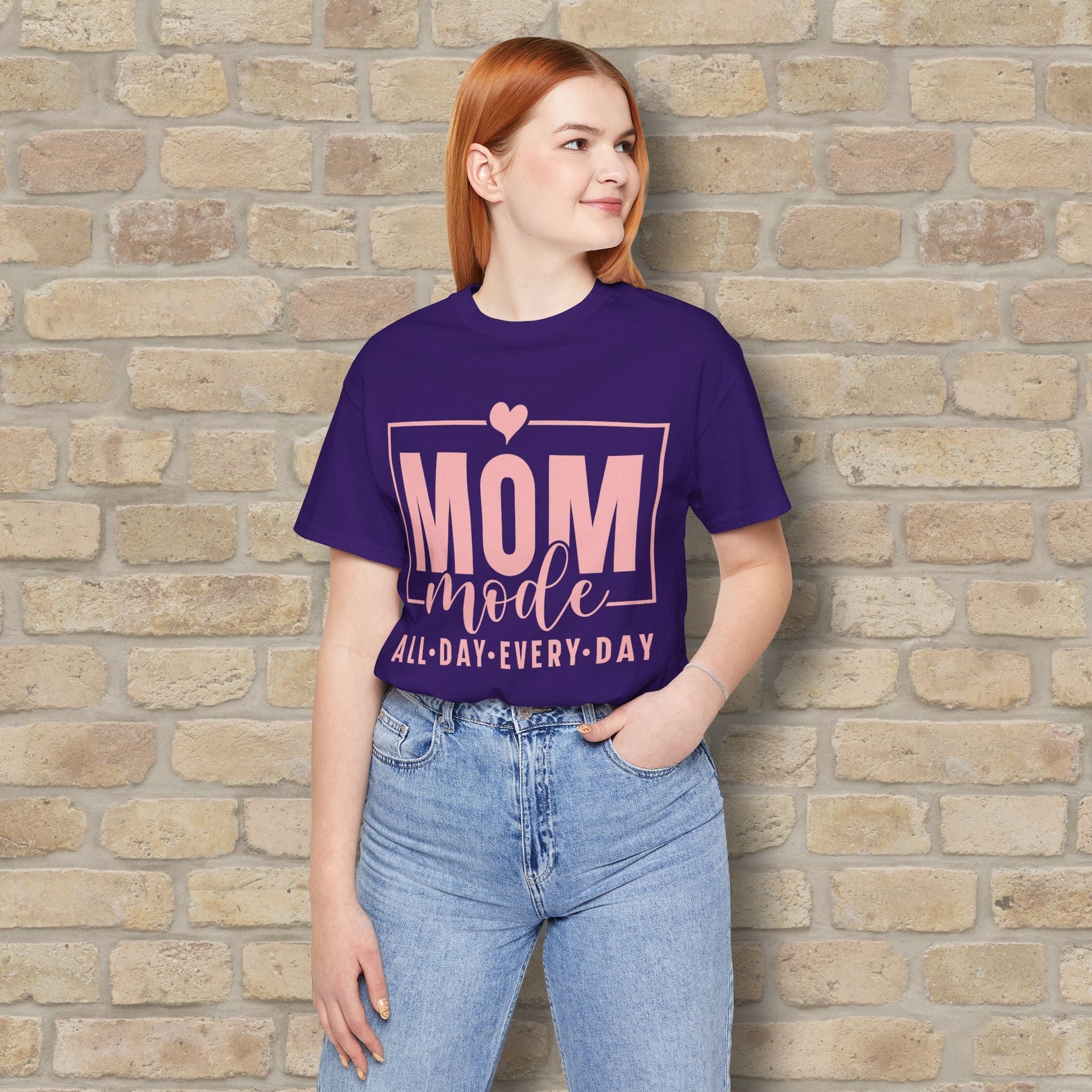 Mostly Text T-Shirts Mom Mode All Day Every Day Tee - Vibrant Styles