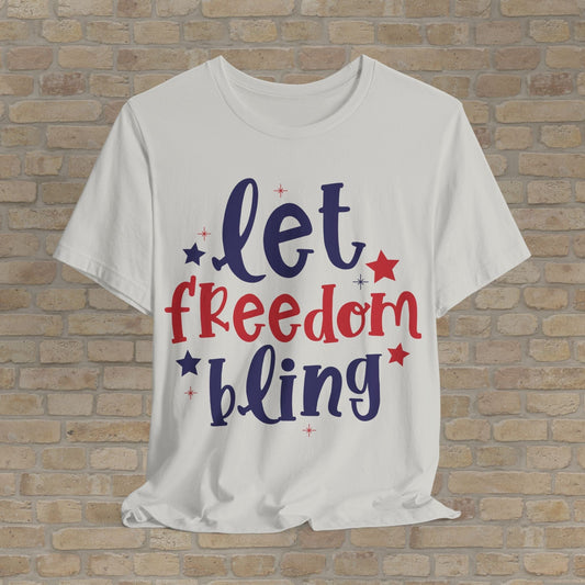Mostly Text T-Shirts Silver / S All-American Bling Tee