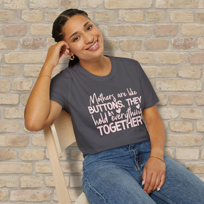 Mostly Text T-Shirts Mothers Are Like Buttons Tee - Vibrant Styles
