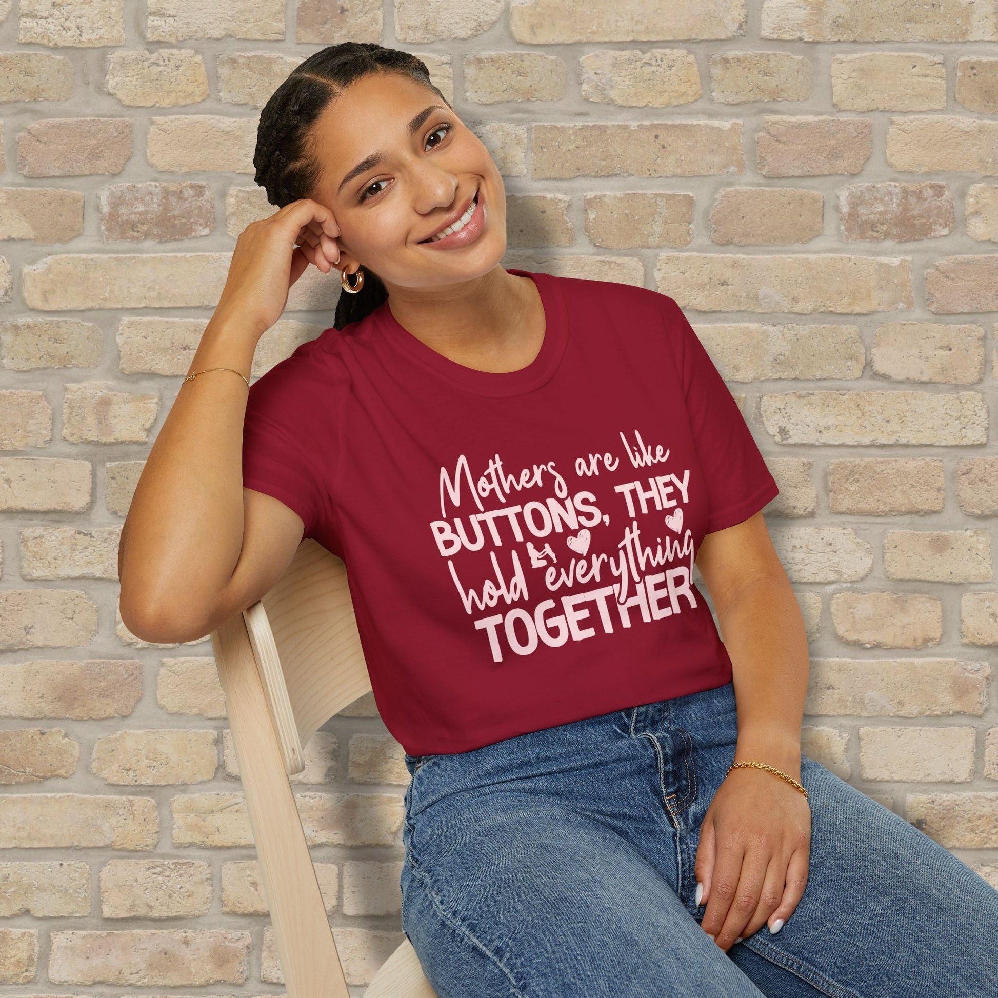 Mostly Text T-Shirts Mothers Are Like Buttons Tee - Vibrant Styles
