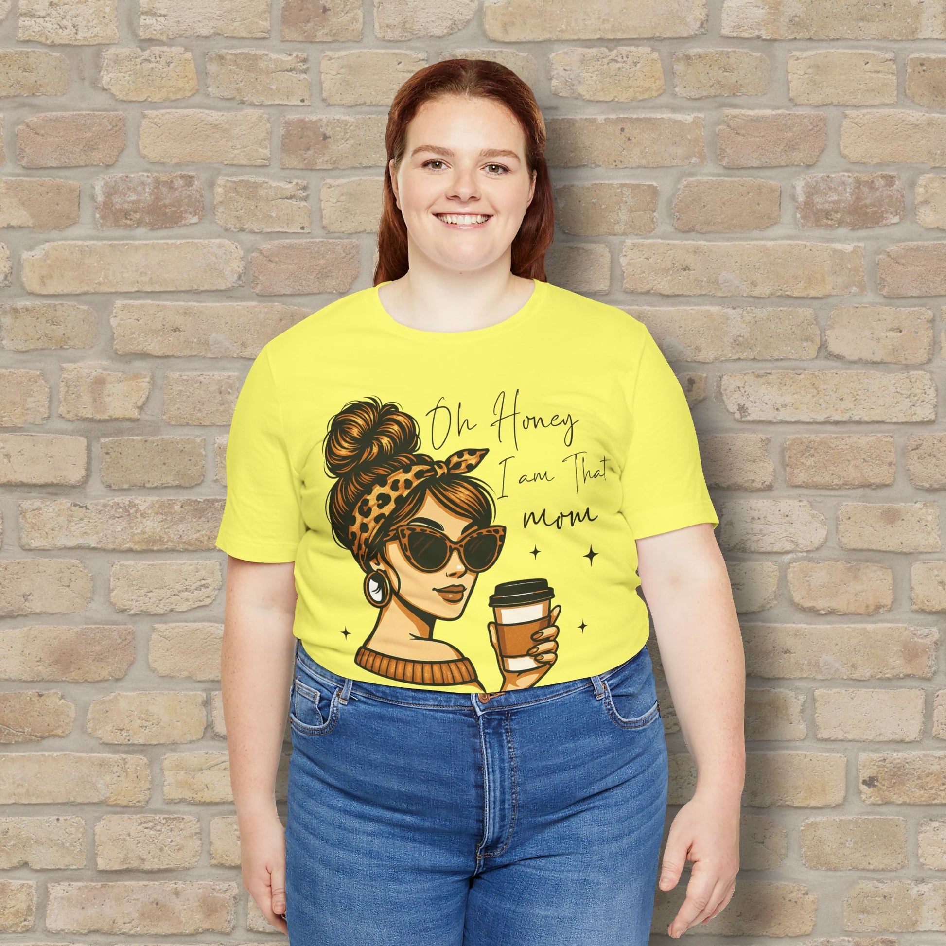 Graphic & Text T-Shirts Oh Honey, I Am That Mom – Coffee & Confidence Tee - Vibrant Styles