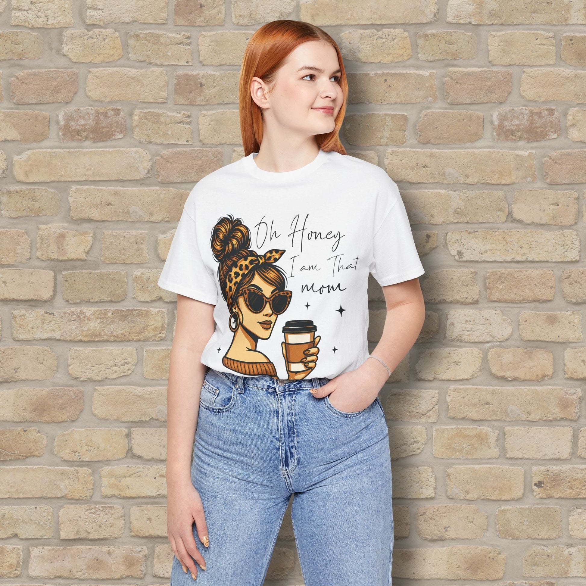 Graphic & Text T-Shirts Oh Honey, I Am That Mom – Coffee & Confidence Tee - Vibrant Styles