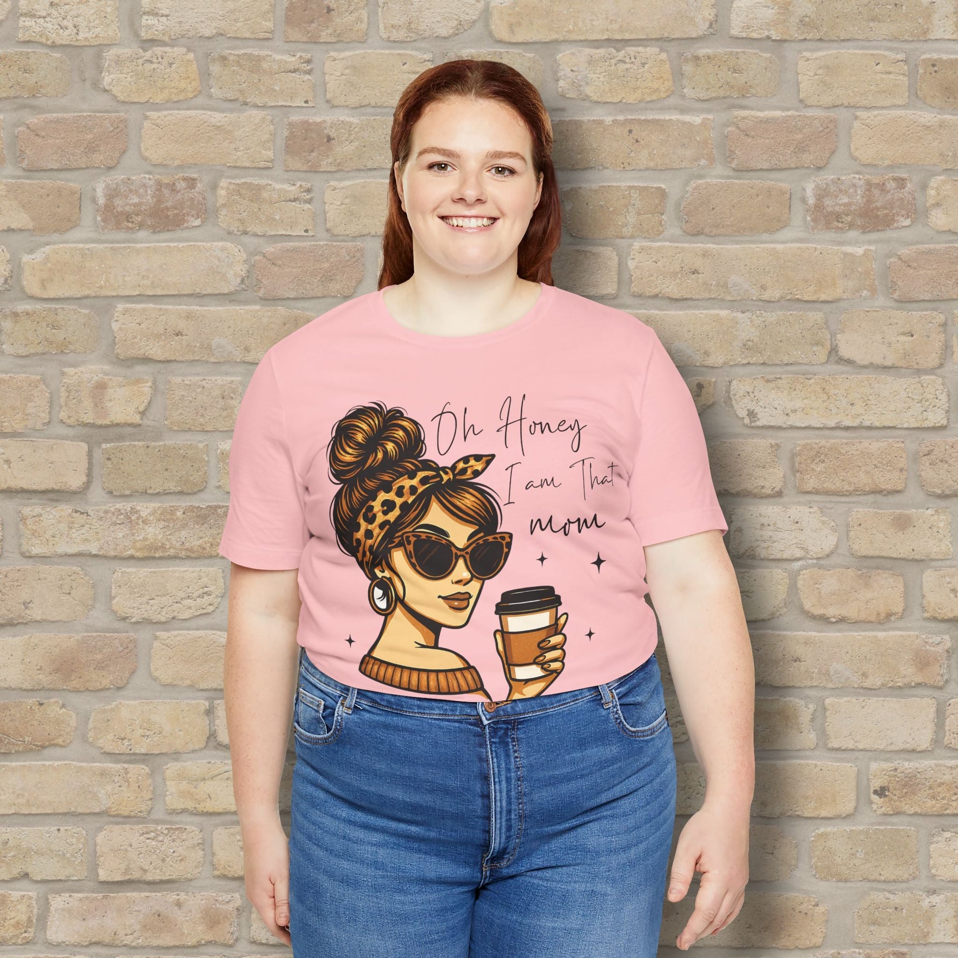 Graphic & Text T-Shirts Oh Honey, I Am That Mom – Coffee & Confidence Tee - Vibrant Styles