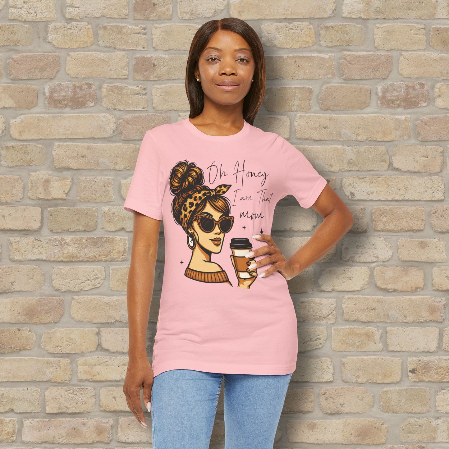 Graphic & Text T-Shirts Oh Honey, I Am That Mom – Coffee & Confidence Tee - Vibrant Styles