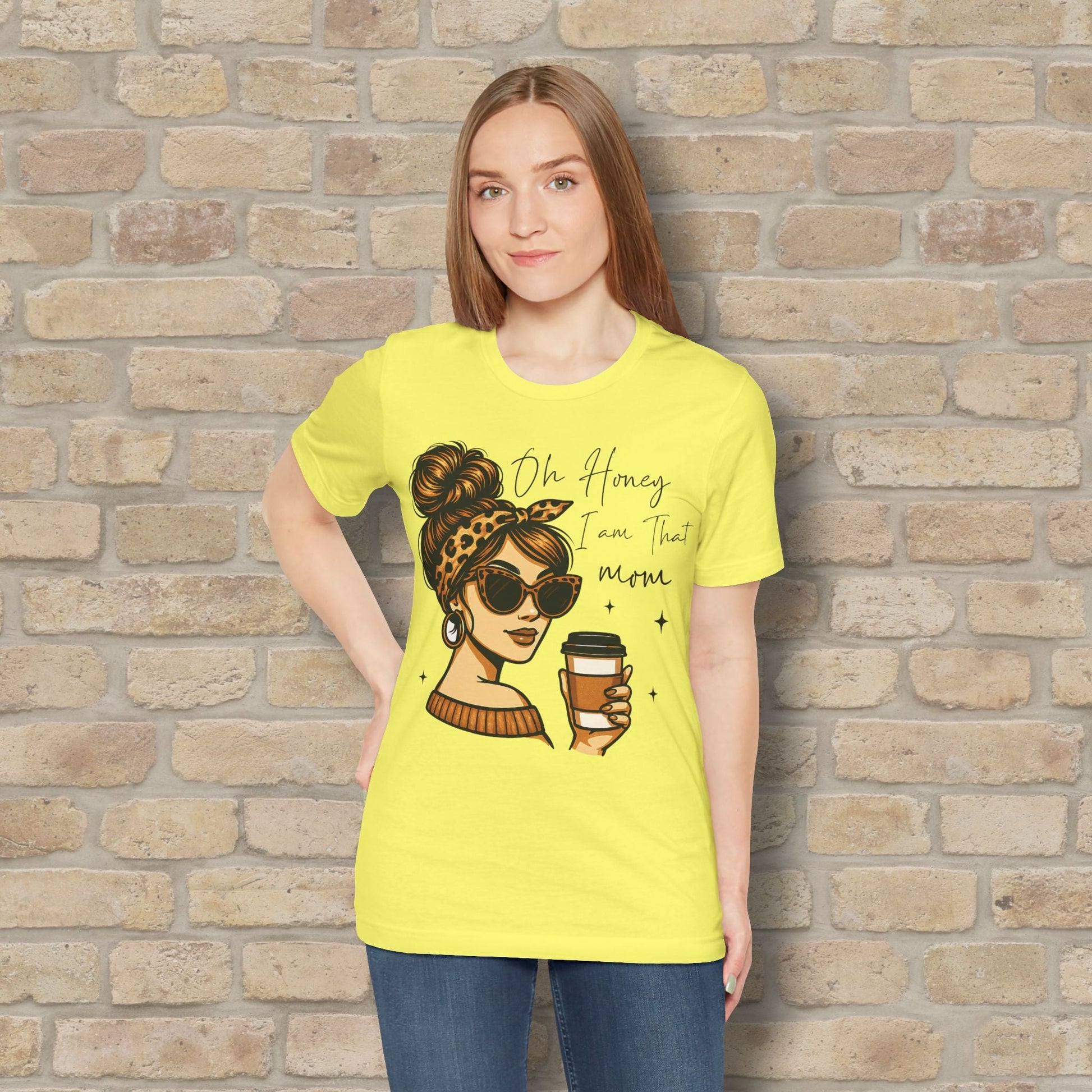 Graphic & Text T-Shirts Oh Honey, I Am That Mom – Coffee & Confidence Tee - Vibrant Styles