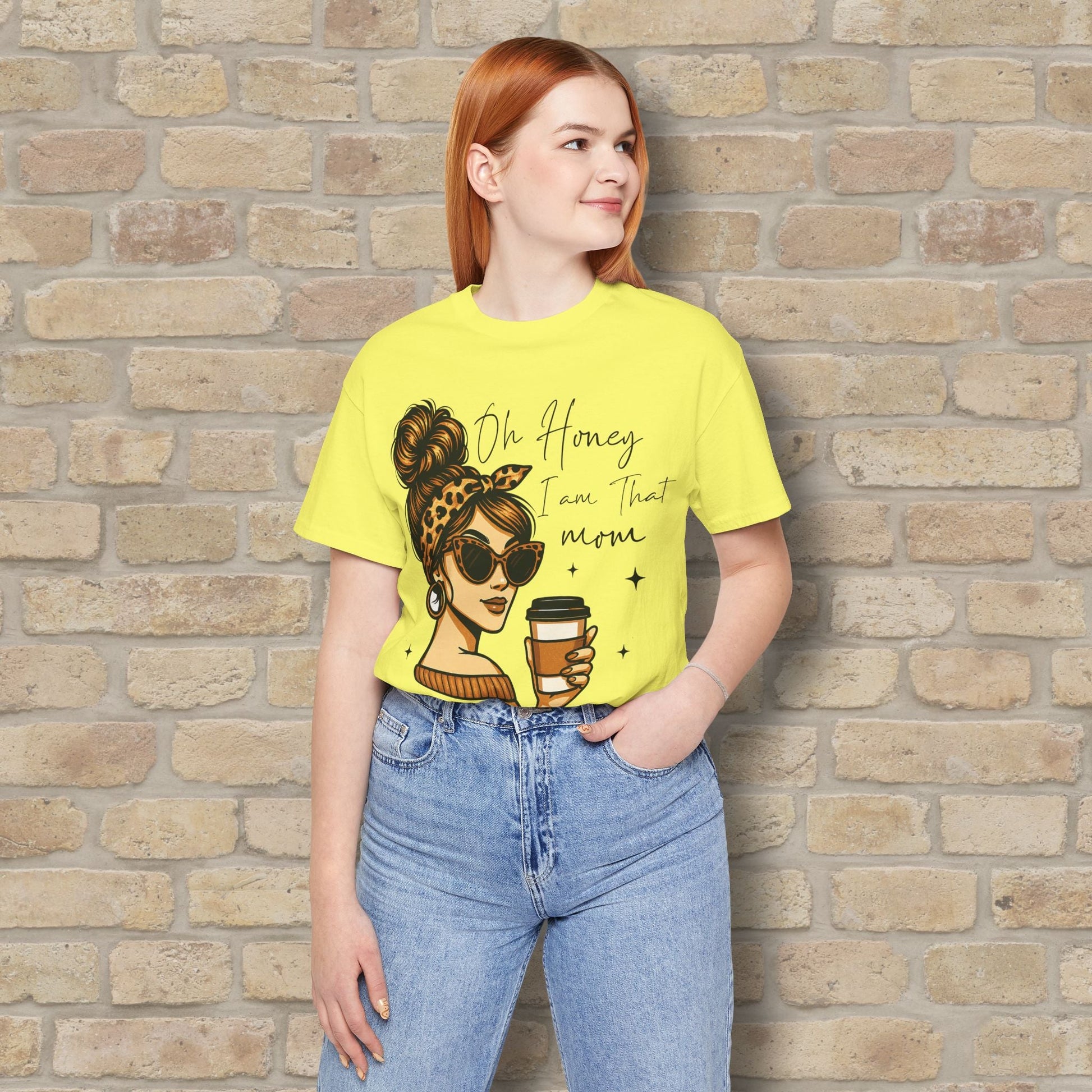 Graphic & Text T-Shirts Oh Honey, I Am That Mom – Coffee & Confidence Tee - Vibrant Styles
