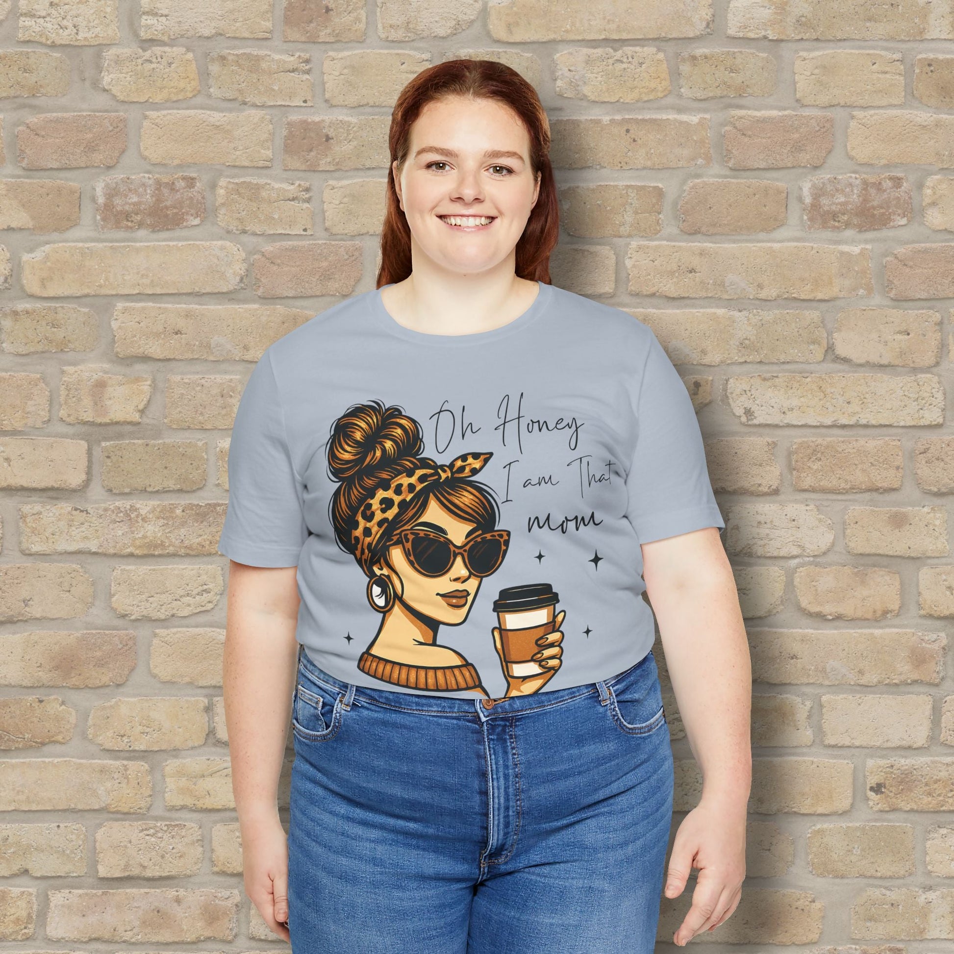 Graphic & Text T-Shirts Oh Honey, I Am That Mom – Coffee & Confidence Tee - Vibrant Styles