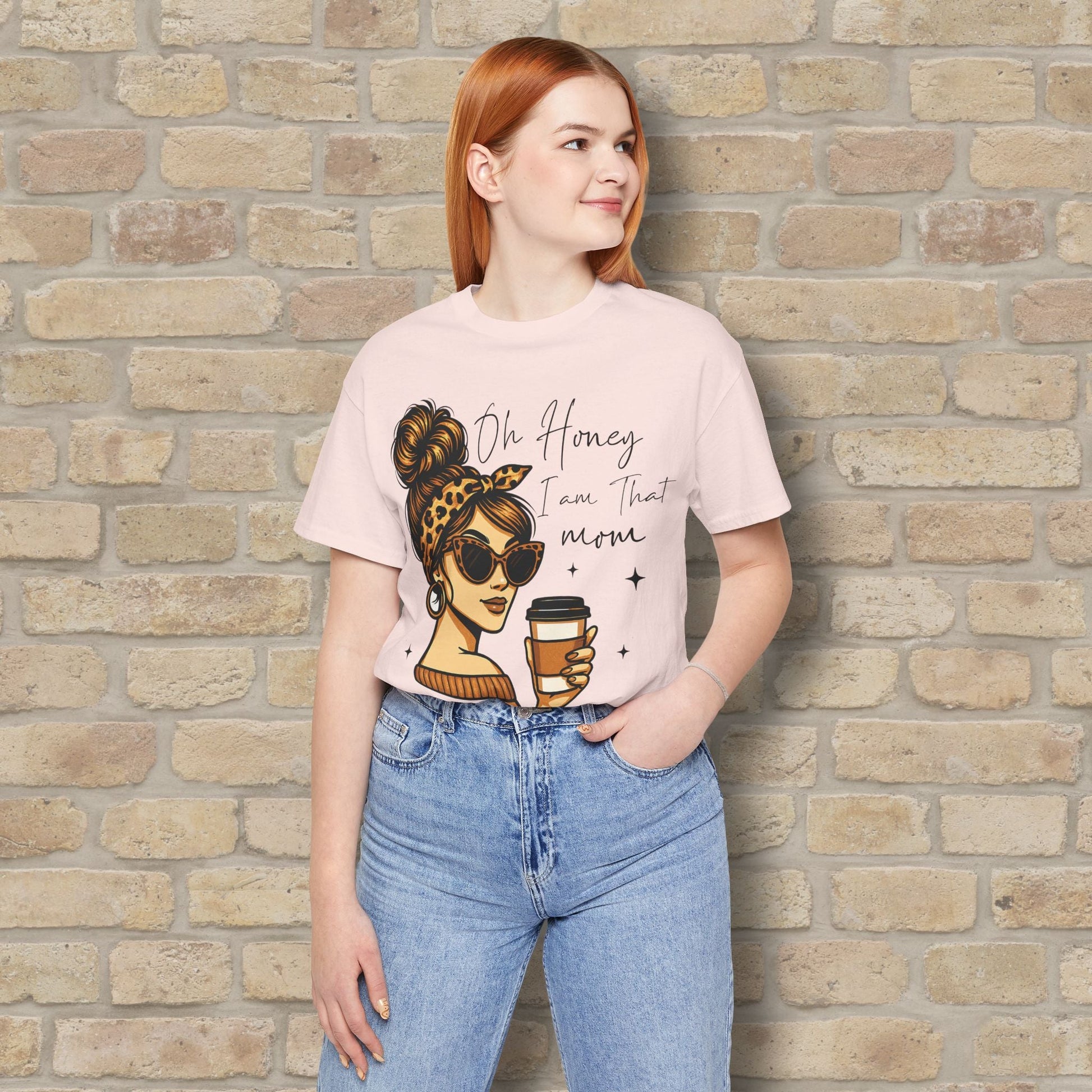 Graphic & Text T-Shirts Oh Honey, I Am That Mom – Coffee & Confidence Tee - Vibrant Styles