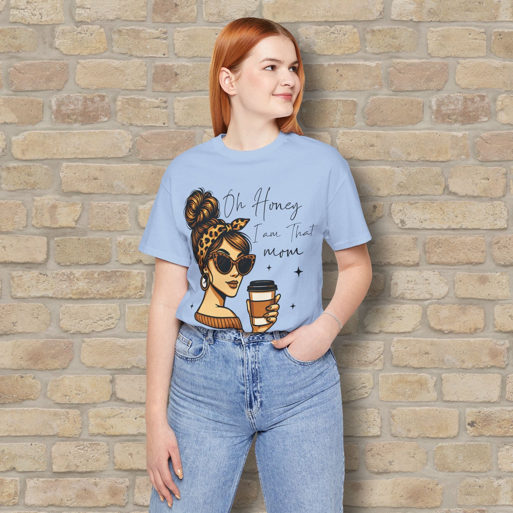 Graphic & Text T-Shirts Oh Honey, I Am That Mom – Coffee & Confidence Tee - Vibrant Styles