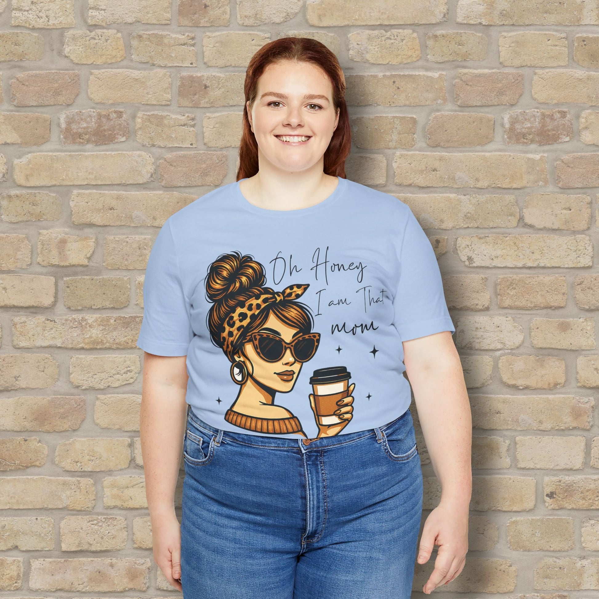Graphic & Text T-Shirts Oh Honey, I Am That Mom – Coffee & Confidence Tee - Vibrant Styles