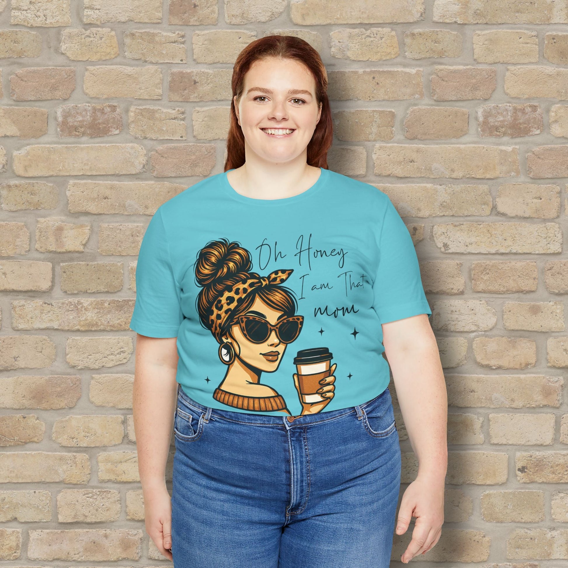 Graphic & Text T-Shirts Oh Honey, I Am That Mom – Coffee & Confidence Tee - Vibrant Styles
