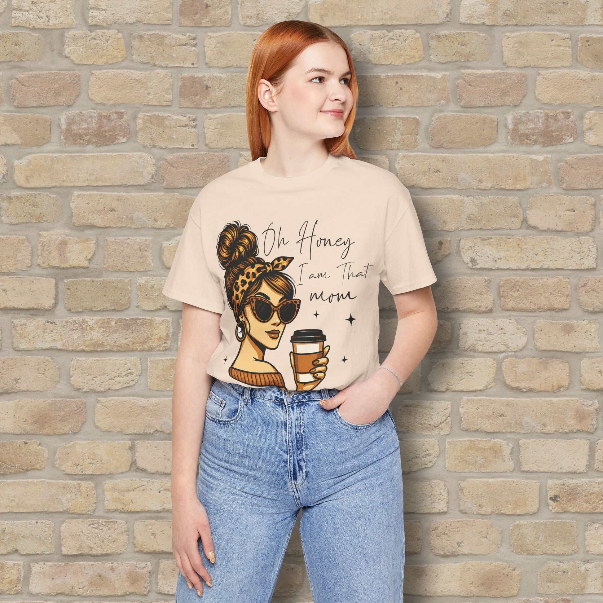 Graphic & Text T-Shirts Oh Honey, I Am That Mom – Coffee & Confidence Tee - Vibrant Styles