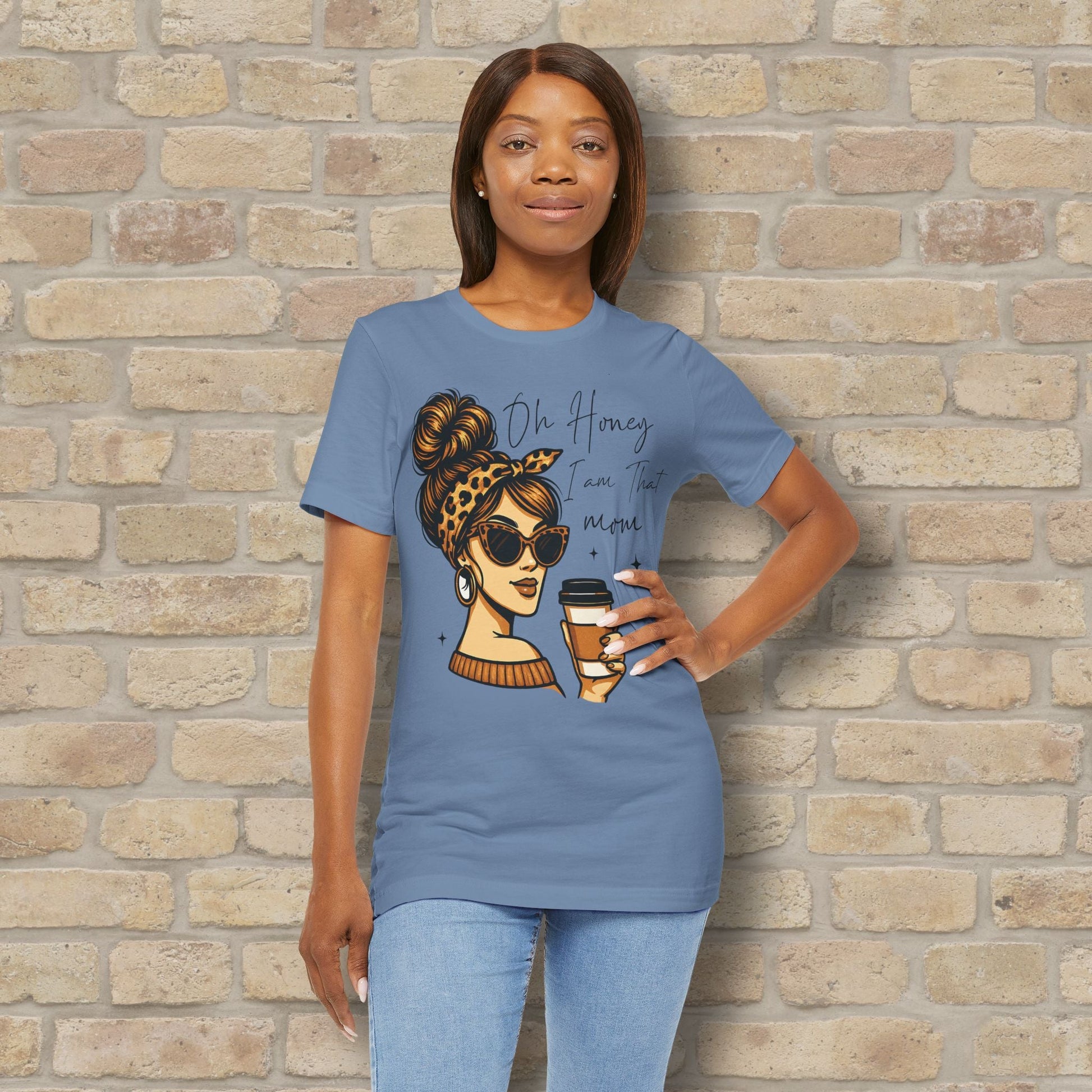 Graphic & Text T-Shirts Oh Honey, I Am That Mom – Coffee & Confidence Tee - Vibrant Styles