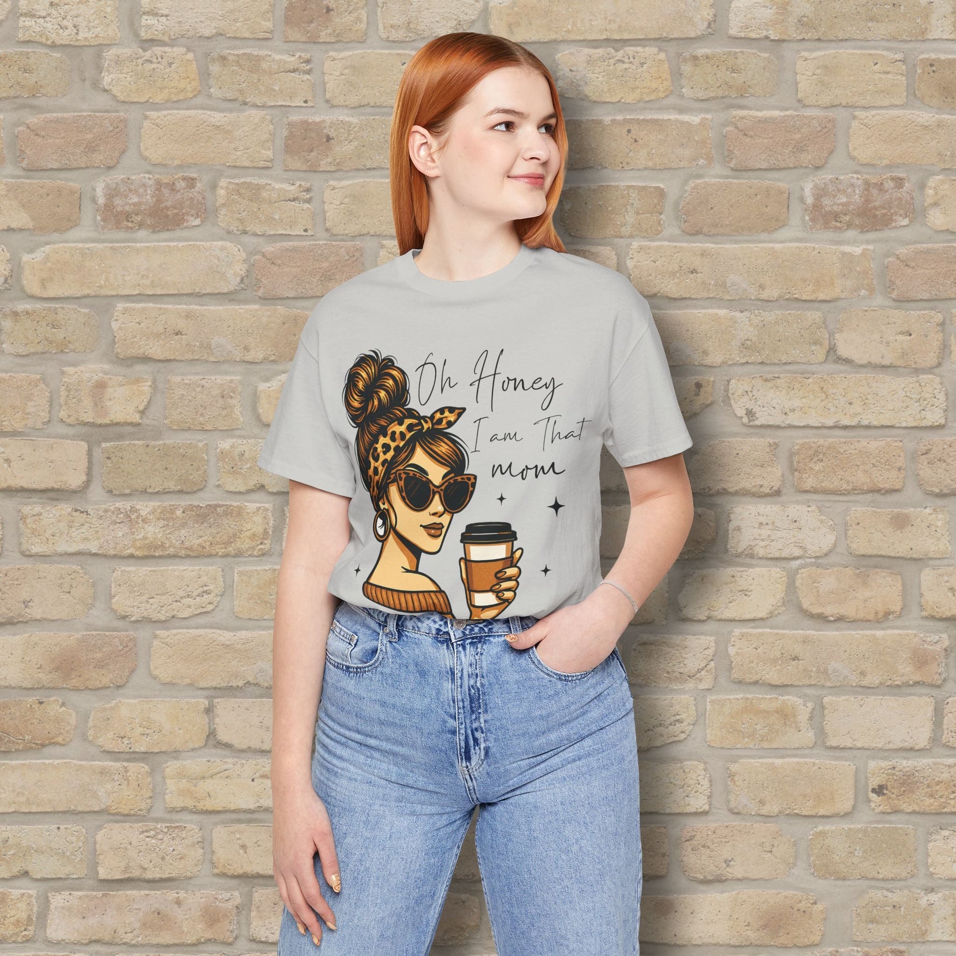 Graphic & Text T-Shirts Oh Honey, I Am That Mom – Coffee & Confidence Tee - Vibrant Styles
