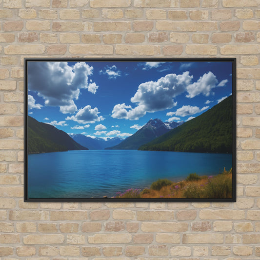 Canvas Patagonian Blue Matte Canvas, Pinewood Framed - Vibrant Styles