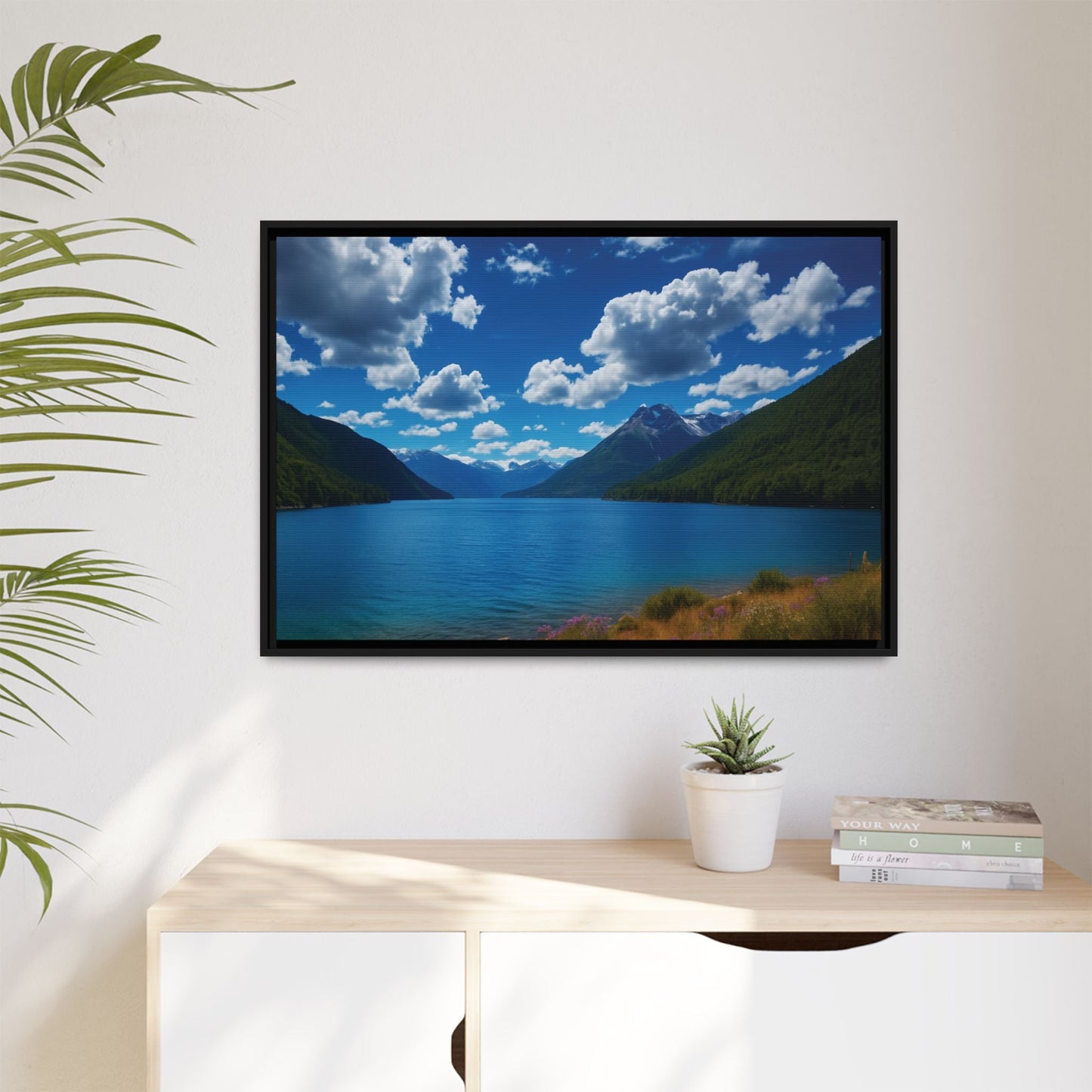Canvas Patagonian Blue Matte Canvas, Pinewood Framed - Vibrant Styles