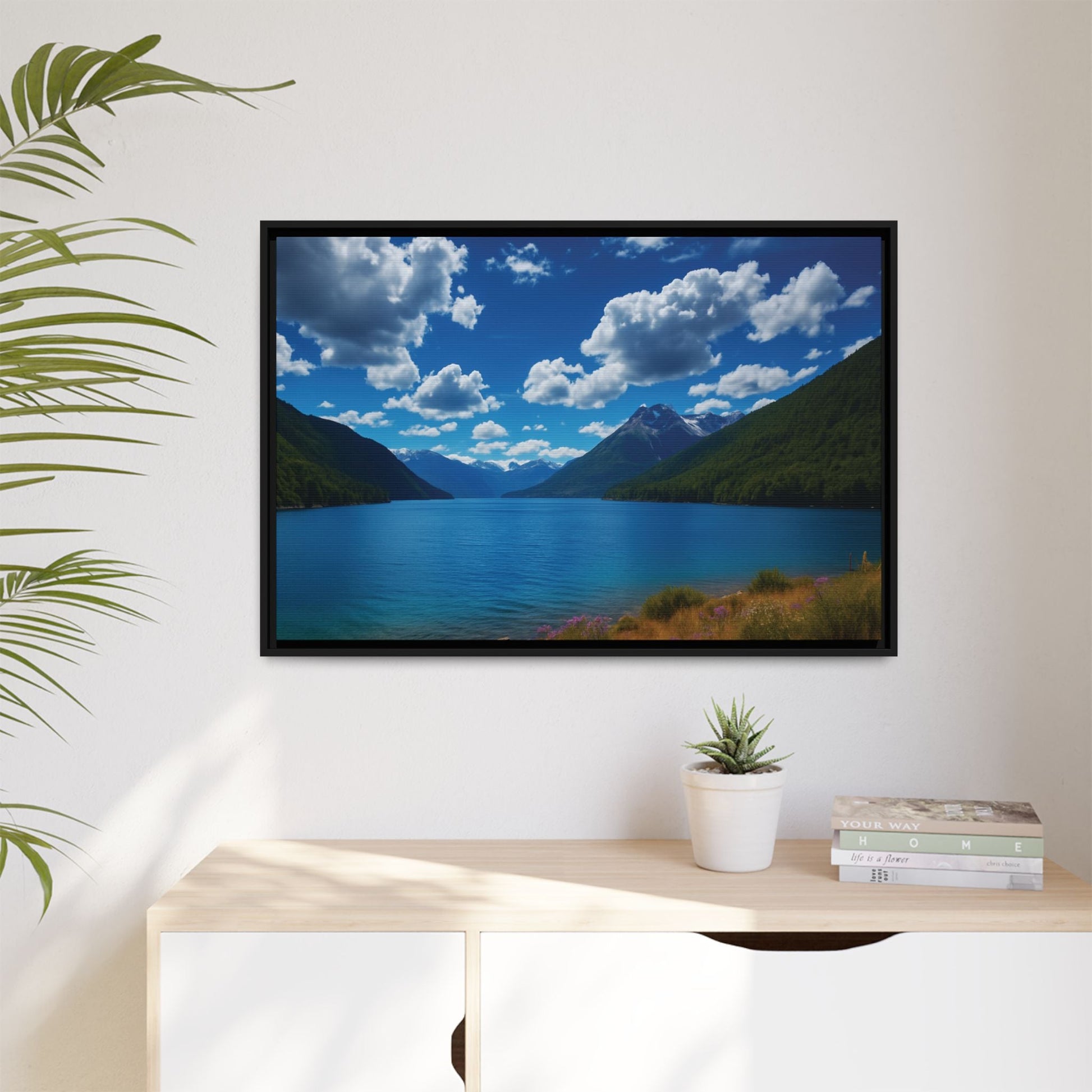 Canvas Patagonian Blue Matte Canvas, Pinewood Framed - Vibrant Styles