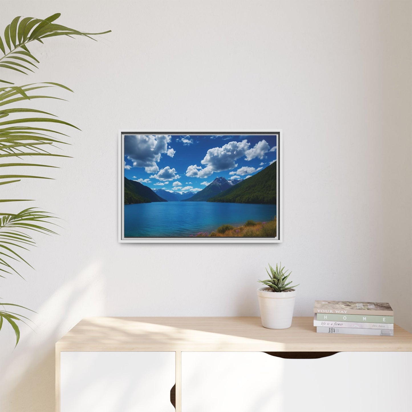 Canvas Patagonian Blue Matte Canvas, Pinewood Framed - Vibrant Styles