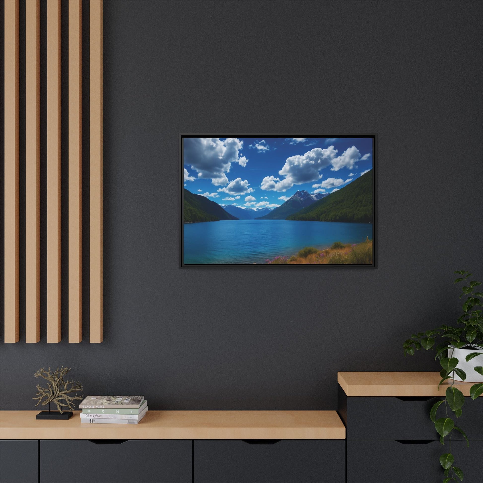 Canvas Patagonian Blue Matte Canvas, Pinewood Framed - Vibrant Styles