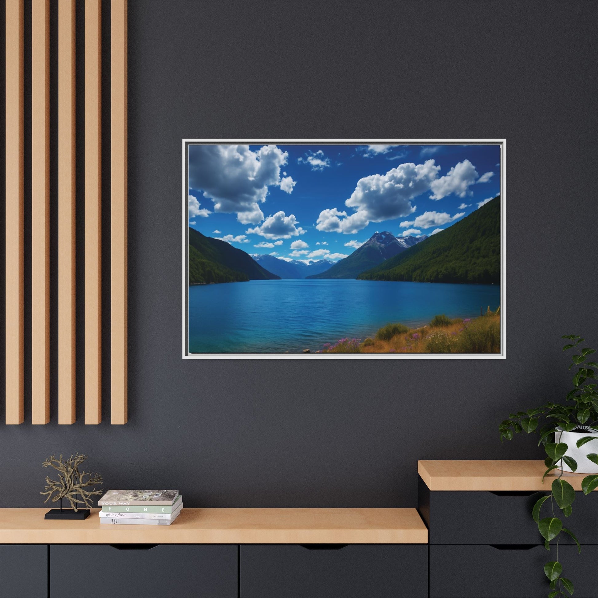 Canvas Patagonian Blue Matte Canvas, Pinewood Framed - Vibrant Styles